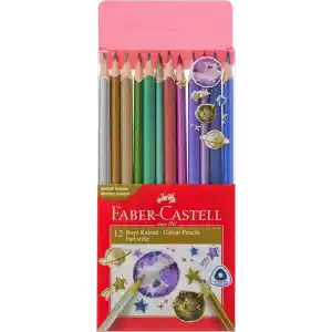 Faber-Castell Üçgen Kuru Boya Kalemi Metalik Renkler 12li