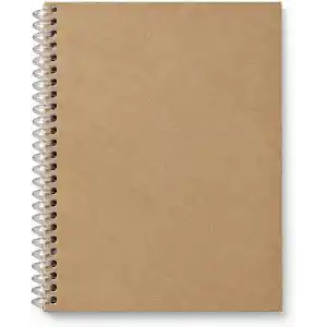 Kraft Kapaklı Spiralli Çizgisiz Defter, 24x16,5 cm, 100 Yaprak