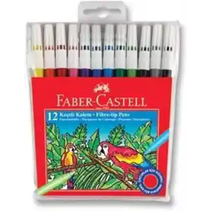 Faber-Castell Keçeli Kalem 12 Renk, Parlak Renkler, Su Bazlı Yıkanabilir Mürekkep, Çocuklar İçin Güvenli