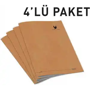 Etika Wings Journal 4lü Çizgili A5 Defter Seti - Kraft Kapak