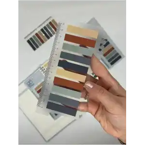 10 Renkli Cetvelli Gri ve Toprak Tonları İndeks Sticker/İndex/Post-it/Postit/Kitap Ayracı/Not Kağıdı