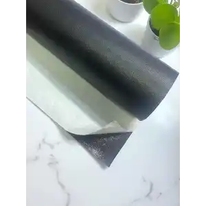 Varan Tekstil Yapışkanlı Siyah Suni Deri Kumaş 100 * 140 Cm