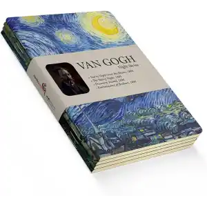 Retronote Van Gogh 4lü Defter Seti 1, Night Series, Çizgisiz, 64 Sayfa, 14x21 cm, Standart