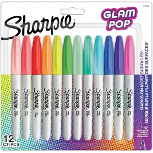 Sharpie Glam Pop kalıcı markörler, kalın ayrıntılar için ince nokta, çeşitli canlı renkler | 12 keçeli kalem