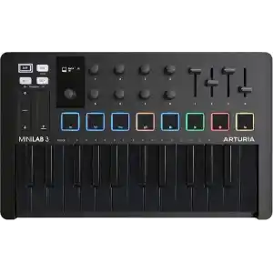 Arturia Minilab 3 Deep Black, Klavye, Siyah Beyaz