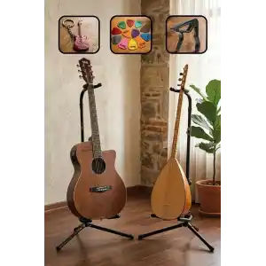 Lastvoice Gtr-01X 2Lİ SET Enstrüman Bağlama Gitar Standı Sehpası + 10 Pena)