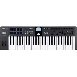 Arturia – Keylab Essential 49 mk3 | Müzik Prodüksiyonu İçin MIDI kontrolcü, Kapsamlı Yazılım Paketi, 49-Tuş, 9 Encoder, 9 Fader, 1 Modülasyon Tekerleği, 1 Pitch Bend Tekerleği, 8 pad – Siyah