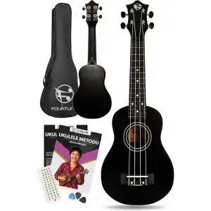 Fourtune Loki SP-21BK Soprano Siyah Ukulele Seti (Başlangıç Seviye) (Siyah)