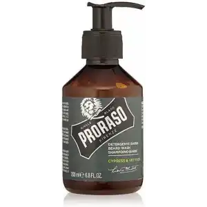Proraso Cypress & Vetyver Sakal Şampuanı, kirleri gideren ve etkili bir şekilde temizleyen erkek sakal bakımı için profesyonel nemlendirici şampuan, 200 ml (1li Paket)