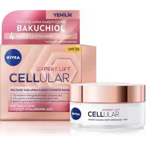 NIVEA Cellular Expert Lift Doğal Retinol Alternatifi Saf Bakuchiol ve Hyaluronik Asit içeren Kırışıklık Karşıtı ve Nemlendirici Gündüz Kremi 50 ml