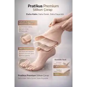 Pratikyus Silikon Nemlendirici Çorap – Çatlak ve Kuru Topuklar İçin Bakım Çorabı, Yumuşatıcı Ayak Çorabı (39-42)