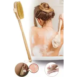 Ahşap Saplı Doğal At Kılı Selülit Fırçası Peeling Masaj Fırça Banyo Fırçası