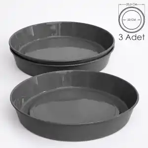 Saksı Tabağı Klasik Tabak Parlak Plastik Altlık (Antrasit, 23cm)
