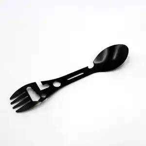 MOBEE 2li Paket 5i 1 Arada Spork Seti Paslanmaz Çelik Kamp Çatal Kaşık Bıçak Şişe Açacağı Outdoor MKMP-0044