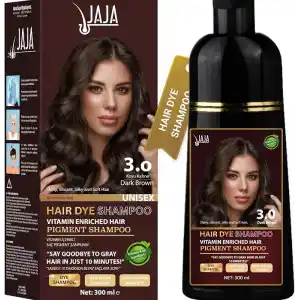 Jaja Saç Boyası Şampuanı Koyu Kahve, Erkekler ve Kadınlar İçin, Bitkisel Saç Boyası Şampuanı, Gri Saç Kapatıcı, Sülfatsız, 300 ml