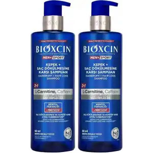 Bioxcin Men+ Sport Kepek + Saç Dökülmesine Karşı Şampuan | L-Carnitine, Kafein, BioComplex B11 | 500 ml | Tüm Saç Tipleri İçin (2 paketi)