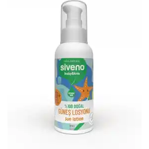 Siveno%100 Doğal Çocuk Güneş Losyonu Leke Karşıtı Nemlendirici Bitkisel Vegan UVA UVB SPF 50+ 100 ml