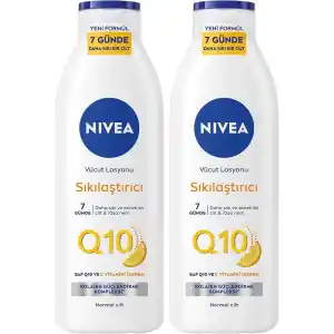 NIVEA Q10 Sıkılaştırıcı Vücut Losyonu 250 ml,72 Saat Nemlendirici,7 Günde Sıkılaşma,Esnek Cilt,C Vitamini,Kolajen,Normal Ciltler İçin (2 paketi)