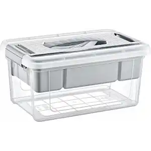 Orret Home Bölmeli ve Katlı Plastik Organizer Makyaj Düzenleyici – Kilitli Takım Sandığı Organizer Kutu, Taşıma Kulplu Çok Amaçlı Düzenleyici, Katlı Saklama Kutusu (ASORTİ RENK) (9 Litre)