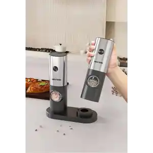 Neutron Pilli Led Işıklı Tuz ve Karabiber Öğütücü ikili Set