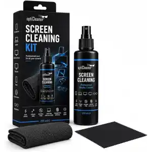 Ekran Temizleme Seti, 250 ml Sprey, Büyük Mikrofiber Bez ve 15 × 18 cm Gözlük Bezi, Laptop, TV, Monitör, Telefon, Tablet, Araç Ekranı ve Lensler İçin