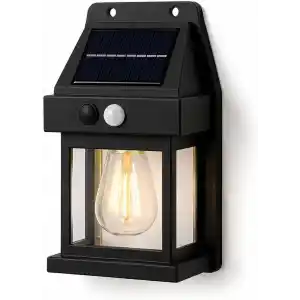 Orret Home Güneş Enerjili Solar Duvar Lambası, Ampul Görünümlü Sıcak Işık, Hareket Sensörlü IP65 Dış Mekan Aplik, Bahçe Balkon Teras Kapı Giriş Aydınlatma