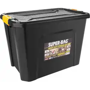 Super Bag 60 L Kapaklı Saklama Kutusu, Ağır Hizmet Depolama Kutusu, Çok Amaçlı Plastik Koli ve Düzenleme Kutusu, Kilitli Kapaklı, Ev Garaj Depo Ofis Kullanımı