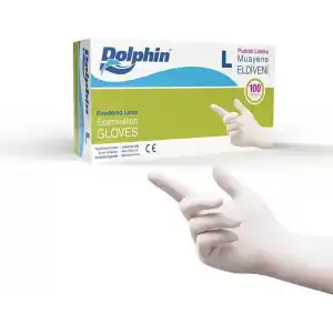 Dolphin Pudralı Lateks Eldiven 100 adet L beden