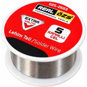 REAL ÖZS Profesyonel Lehim Teli 5 Kanallı 025-2603 Solder Wire Elektronik Devre Kartı Kablo Tamiri, Hobi, Atölye, Teknik Servis ve Elektronik Lehimleme Uygulamaları İçin Lehim Teli Tekli Ürün