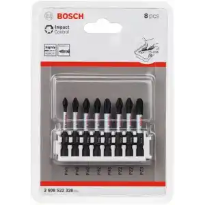 Bosch Professional Accessories 8 Parçalı Tornavida Ucu Seti (Impact Control, Pz/Ph Uçlar - Uzunluk: 50 mm, Evrensel Tutucu, Pick And Click, Darbeli Matkap Aksesuarı