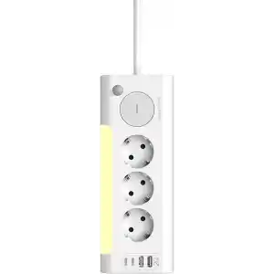 S-link PRZ06 3 Soketli 2 USB 2 TYPE-C PD20 2M 306 Joule Tam Bakır Kablolu Beyaz Akım Korumalı Priz
