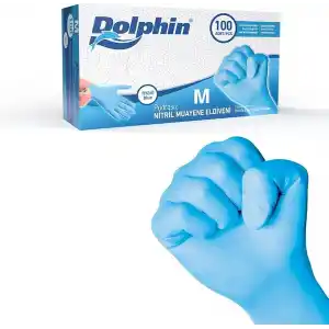 Kullan At Market Dolphin Mavi Nitril Eldiven Pudrasız (M) 100lü Paket
