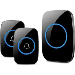Kablosuz Kapı Zili 2 Buton 1 Alıcı Led Işıklı 300 Metre Mesafe 60 Melodi Ev Ofis Depo