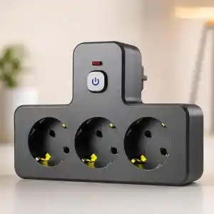 Anahtarlı 3lü Priz 2500W Akım Korumalı Termal Topraklı Çoklayıcı Ev Ofis Çalışma Odası