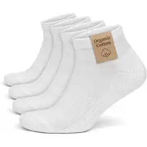 GoWith 4’lü ORGANİK PAMUK Taban Altı Havlulu Erkek Kadın Spor Çorap, Siyah Beyaz Gri Ekru Kısa Tenis Çorabı, Ribana Örgü Dikişşiz Retro Çorap 3503