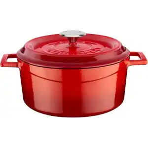 Lava Döküm Yuvarlak Tencere, Trendy, 24 cm, 4.49 L Hacim, Kırmızı
