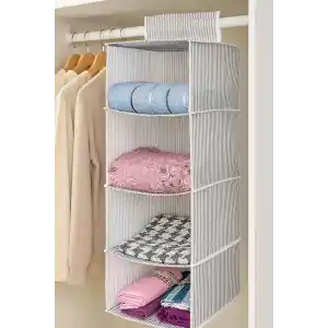 Pazar Kapısı 4 Bölmeli Askılı Dolap Düzenleyici Organizer Gri