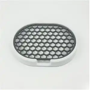 Modern Çift Renkli Katı Sabunluk - Su Tahliyeli ve Izgaralı Tasarım (9x12 cm) (Beyaz-Gri)