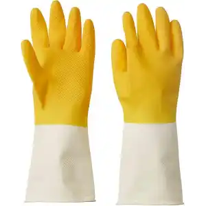 Temizlik eldiveni, parlak sarı-kırık beyaz, M, 2 adet