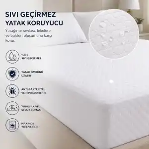 Sıvı Geçirmez Fitted Yatak Koruyucu Alez – Tek Kişilik 100x200 cm + 30 cm – Lastikli Geçmeli, Yıkanabilir, Leke Tutmayan Yatak Koruma Örtüsü – Beyaz