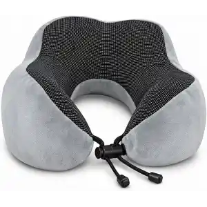 Seyahat Boyun Yastığı - Hafızalı Köpük, 360° Destekli, Ortopedik Seyahat Yastığı - Ayarlanabilir Çene Desteği, Yumuşak Kumaş, Yıkanabilir Kılıf, Gizli Fermuar, Uçak ve Araç Seyahatları İçin