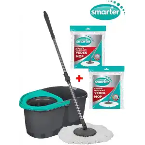 SMARTER DARK Otomatik Temizlik Seti + 2 Adet Yedek Mikrofiber Mop Paspas