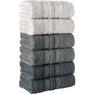 Mürdüm Home Lia Üç Renkli El-Yüz Havlusu,6lı Paket, 6 Parça 50x85, Yumuşak ve Emici, Premium Kalite Günlük Kullanıma Uygun%100 Pamuk Havlu(Beyaz-Gri-Siyah)