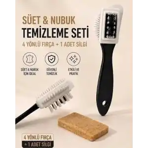 1 Adet 4 Yönlü Süet Nubuk Temizleme Fırçası + 1 Adet Nubuk Silgisi