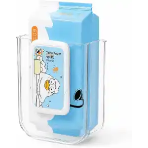 Orret Home Duvara Yapıştırılabilir Islak Mendil Kutusu, Şeffaf Kırılmaz Plastik Mendillik Peçetelik, Yapışkanlı Duvar Tipi Islak Mendil Tutucu Organizer, Banyo Mutfak, 11,5 x 8,5 x 14 cm