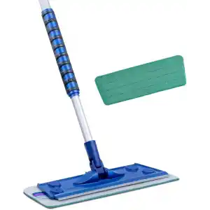 Silva Mikrofiber Tekli Islak Mop Set - Yalnızca Islak Bez Dahil (1 Adet), 90-156 cm Teleskopik Alüminyum Sap, 360 Derece Dönen Cırtlı Başlık, Laminat Parke Fayans ve Mermer İçin