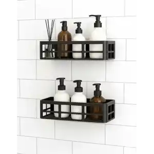 Orret Home 2 Adet Yapışkanlı Banyo Organizer Duş Rafı – Delmeden Montaj, Su Geçirmez Banyo ve Mutfak Duvar Organizeri,Suya Dayanıklı Pratik Saklama Rafı 12x27x6.5 Cm
