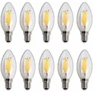 LED Rustik Mum Buji Ampul – E14 Duy, 4W (35W Eşdeğer), 3000K Günışığı, 400 Lümen – 220-240V, 3.5x10 cm – 10’lu Paket