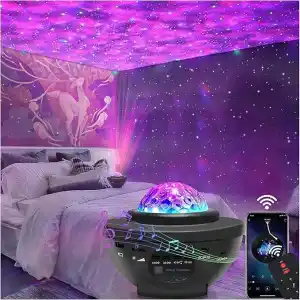 ROBEVE Projektör Gece Lambası Bluetooth Hoparlör Bluetooth Lazer Işıklı Sese Duyarlı Hoparlör Gece Lambası Disko Lambası Parti Lambası
