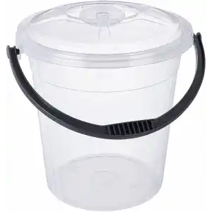 15 Litre Şeffaf Kapaklı Su Kovası, Petekli Kapaklı Plastik Kova, Ölçekli, Ergonomik Saplı, Çok Amaçlı, Ev, Mutfak, Temizlik ve Depolama İçin